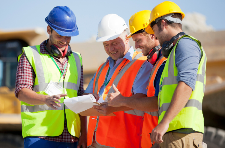 a construction crew at a site